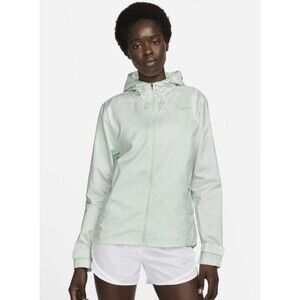 Nike Women’s Hooded Running Jacket S Light Green Water Repel CU3217-394